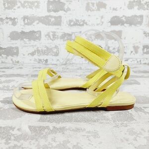 New Rebecca Allen The Flat Yellow Two-Strap Sandals C18